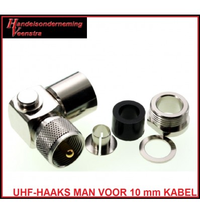 UHF-HAAKS MAN VOOR 10 mm COAXKABEL