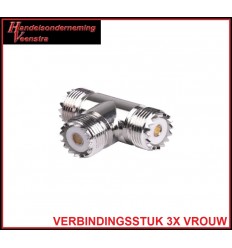UHF CONNECTOR T STUK 3X VROUW