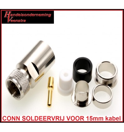 UHF CONNECTOR VOOR 15mm KABEL (SOLDEERVRIJ)