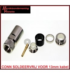 UHF CONNECTOR VOOR 13mm KABEL (SOLDEERVRIJ)