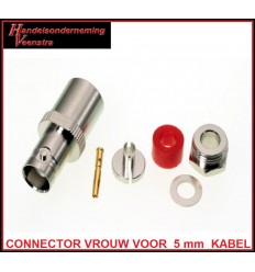 BNC CONNECTOR VROUW VOOR  5 mm COAX KABEL