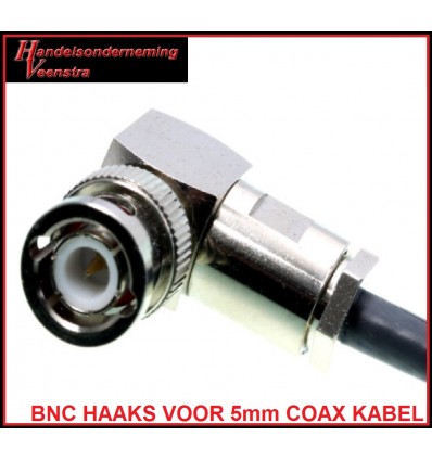 BNC CONNECTOR RIGHT ANGLE FOR 5mm COAX CABLE