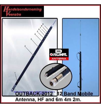  12 Band MobiEle Antenne, HF en 6m 4m 2m.