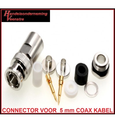 BNC CONNECTOR VOOR  5 mm COAX KABEL